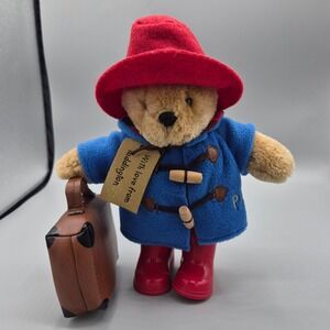 Paddington Bear Plush Toy with Suitcase Red Hat Blue Coat Wellington Boots 10 in